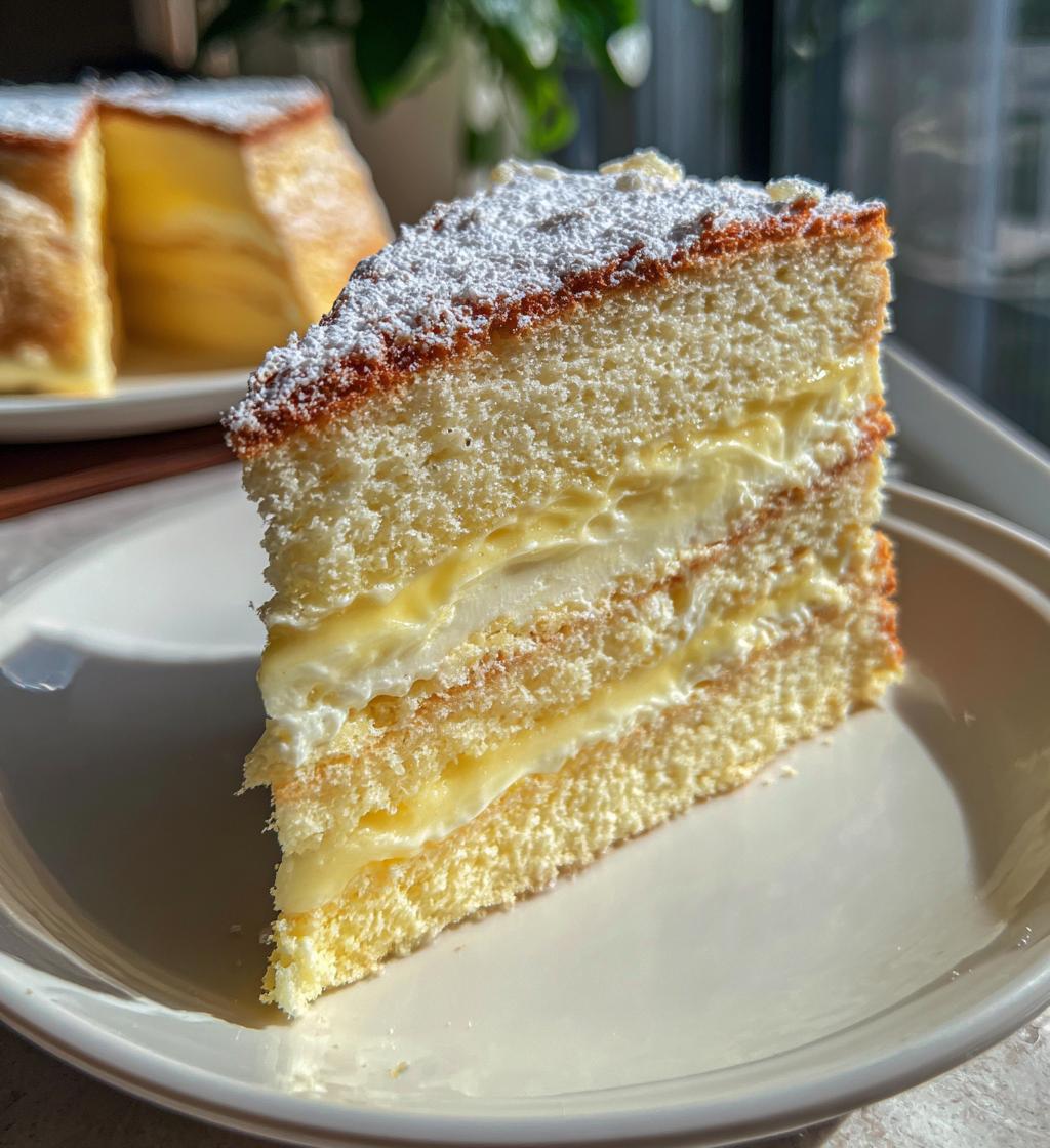 lemon custard cloud cake soft layers silky filling - detail 1