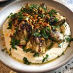 lemon whipped ricotta with charred artichokes toasted pine nuts