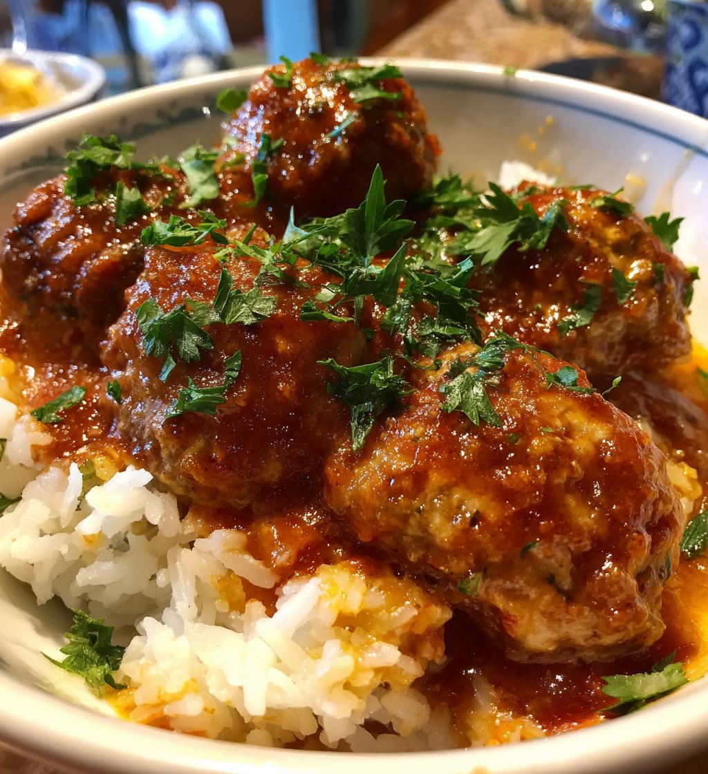 meatballs tomato sauce rice recipe