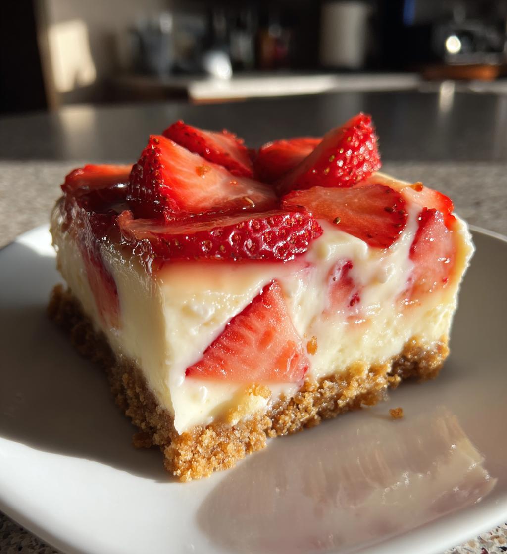 no bake strawberry cheesecake bars recipe - detail 1