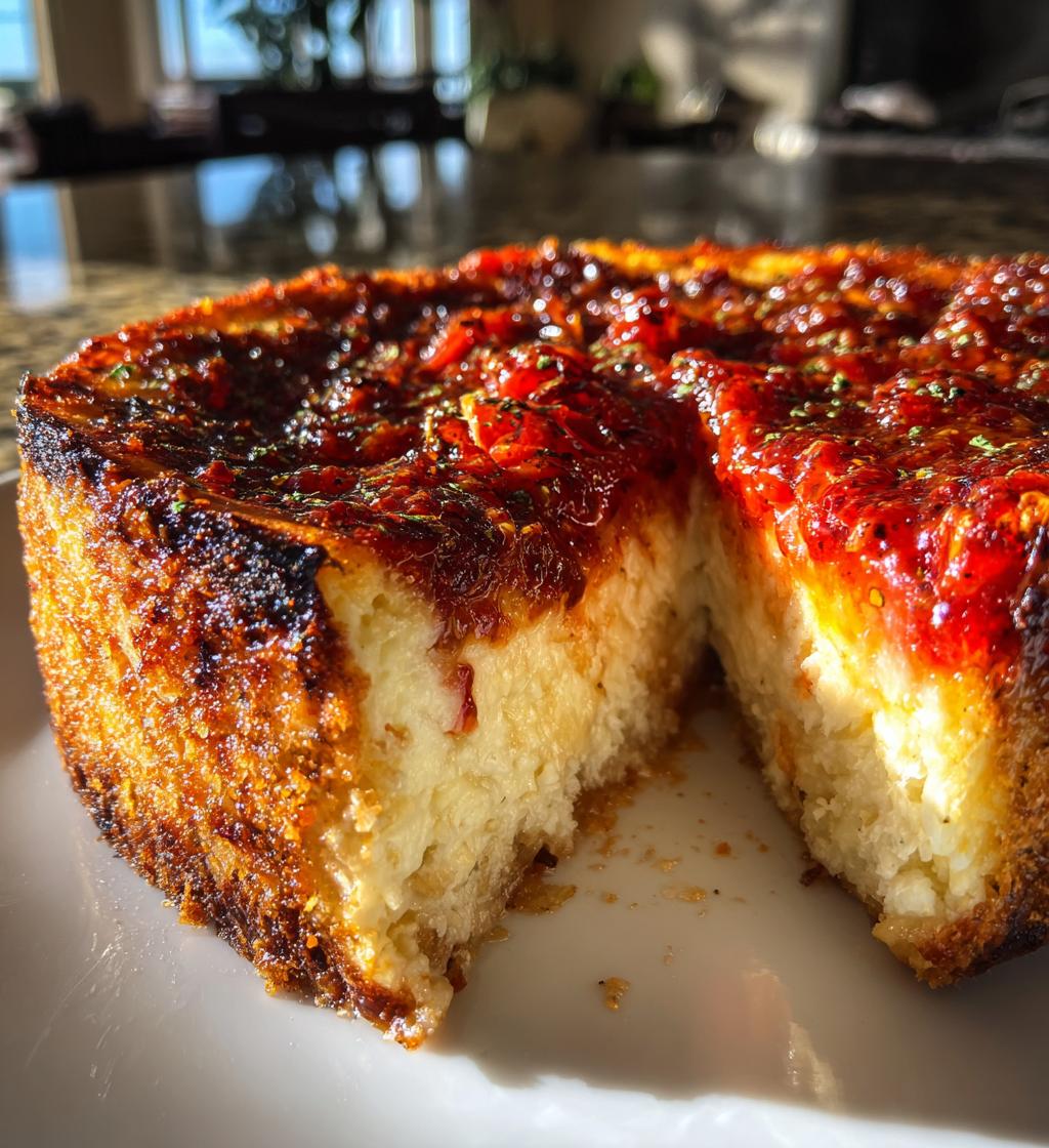 savory cheesecake with roasted tomato jam parmesan crust - detail 1