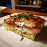 savory mille feuille with lemon ricotta prosciutto