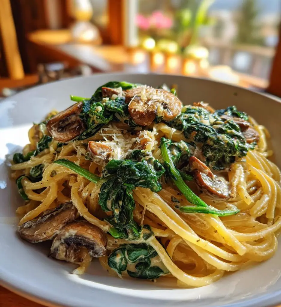 spinach mushroom pasta creamy delight recipe
