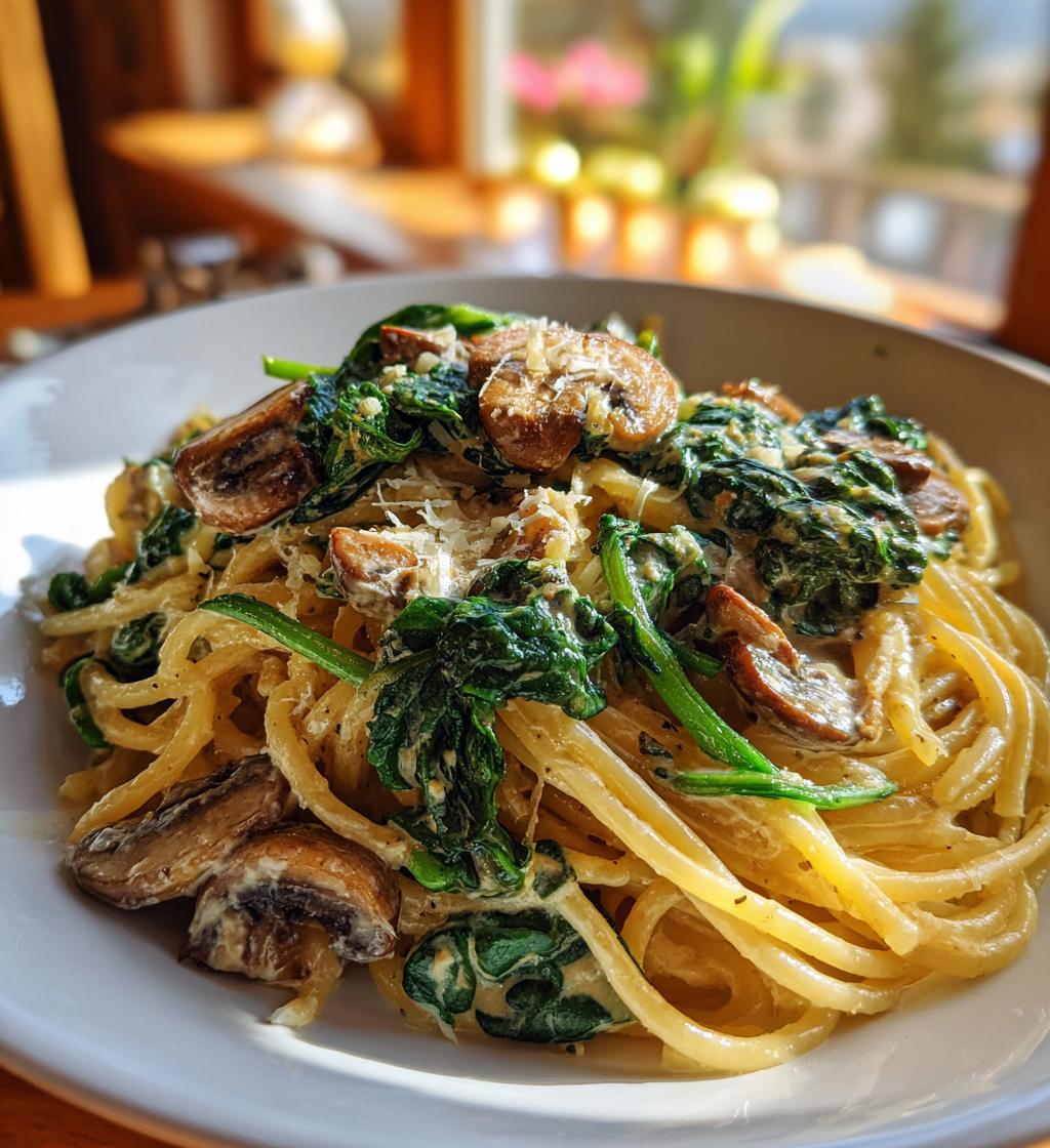 spinach mushroom pasta creamy delight recipe