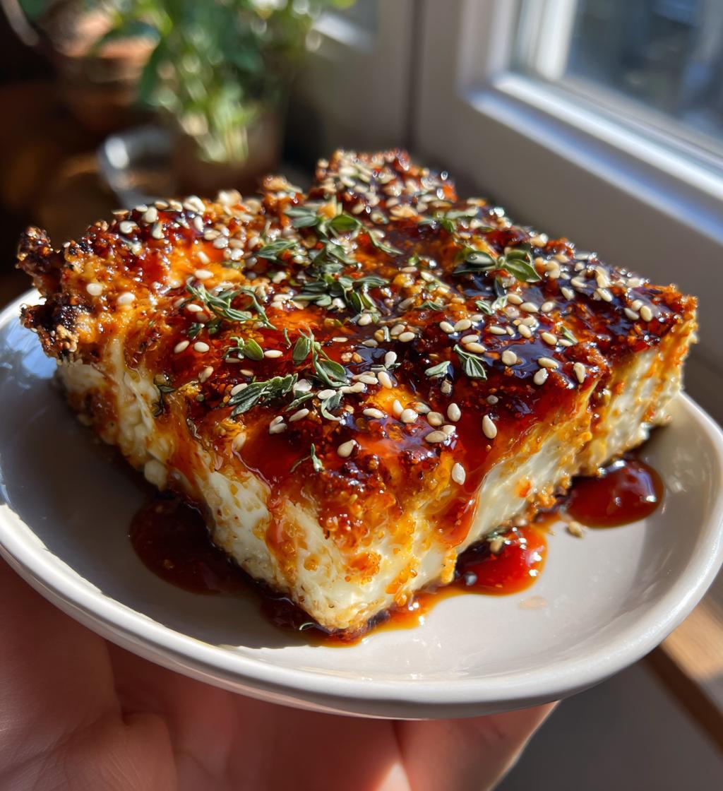 swicy baked feta with gochujang honey glaze - detail 1
