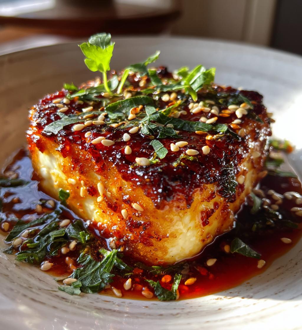 swicy baked feta with gochujang honey glaze