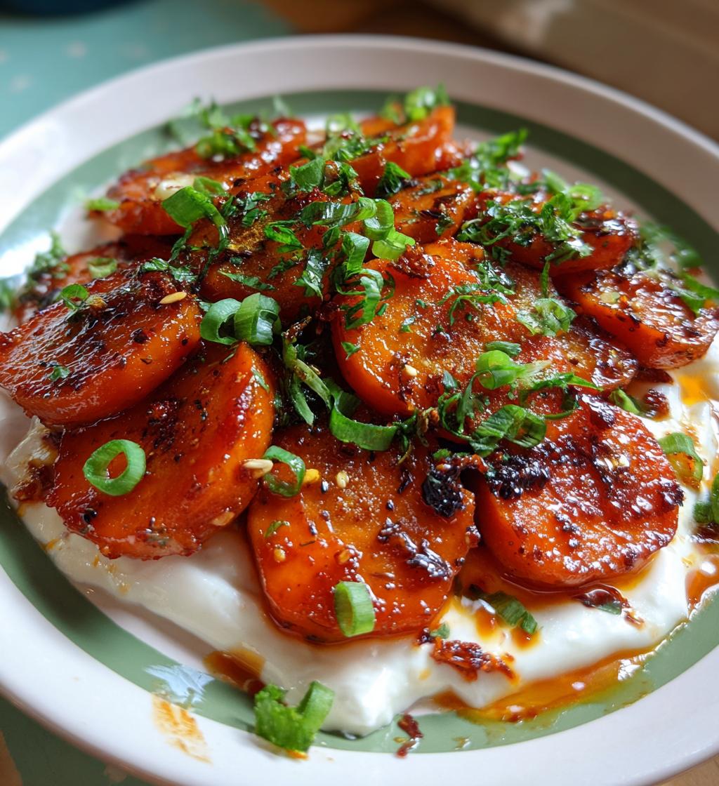 swicy gochujang carrots on yogurt bold elegant side