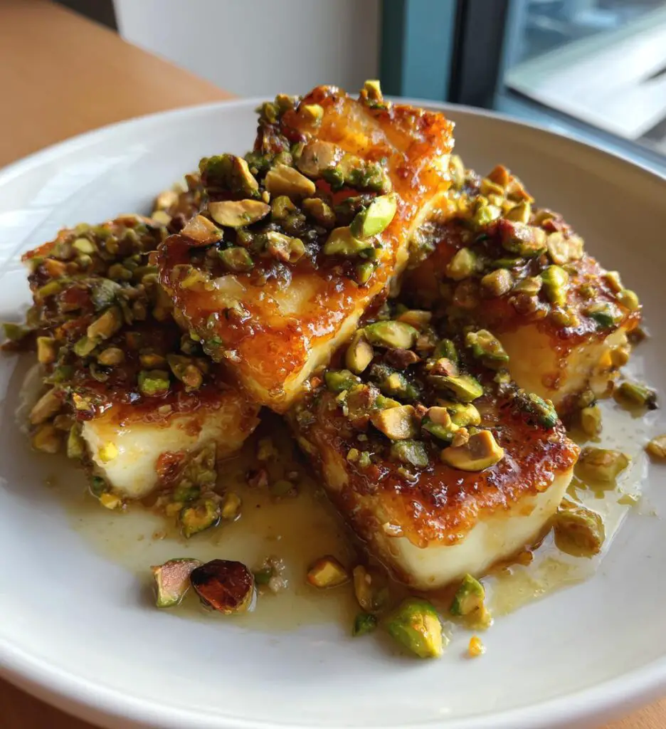 swicy pistachio halloumi with lime glaze crispy bold flavor