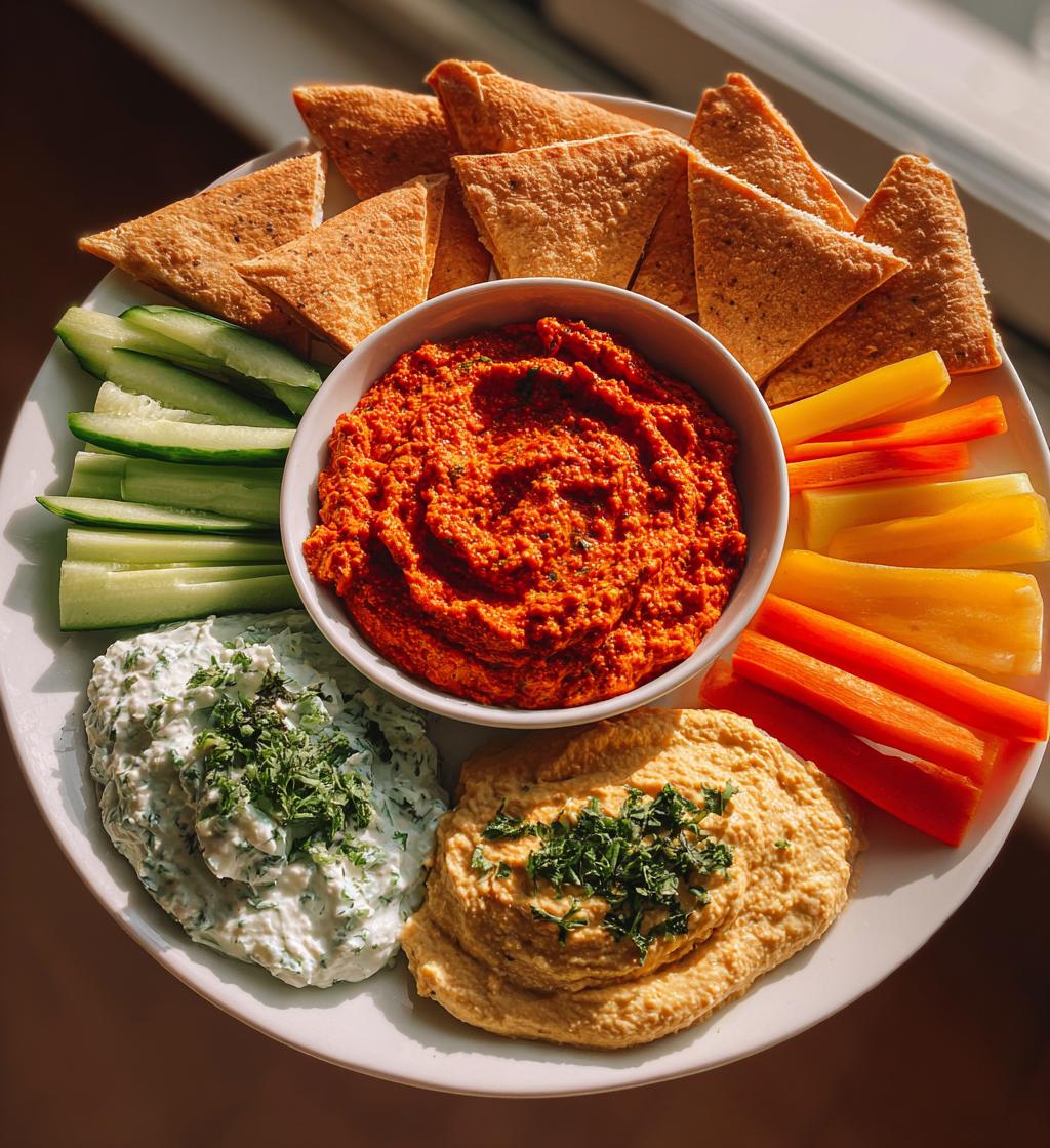 tricolore dip platter muhammara hummus tzatziki trio - detail 1