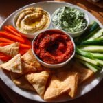 tricolore dip platter muhammara hummus tzatziki trio