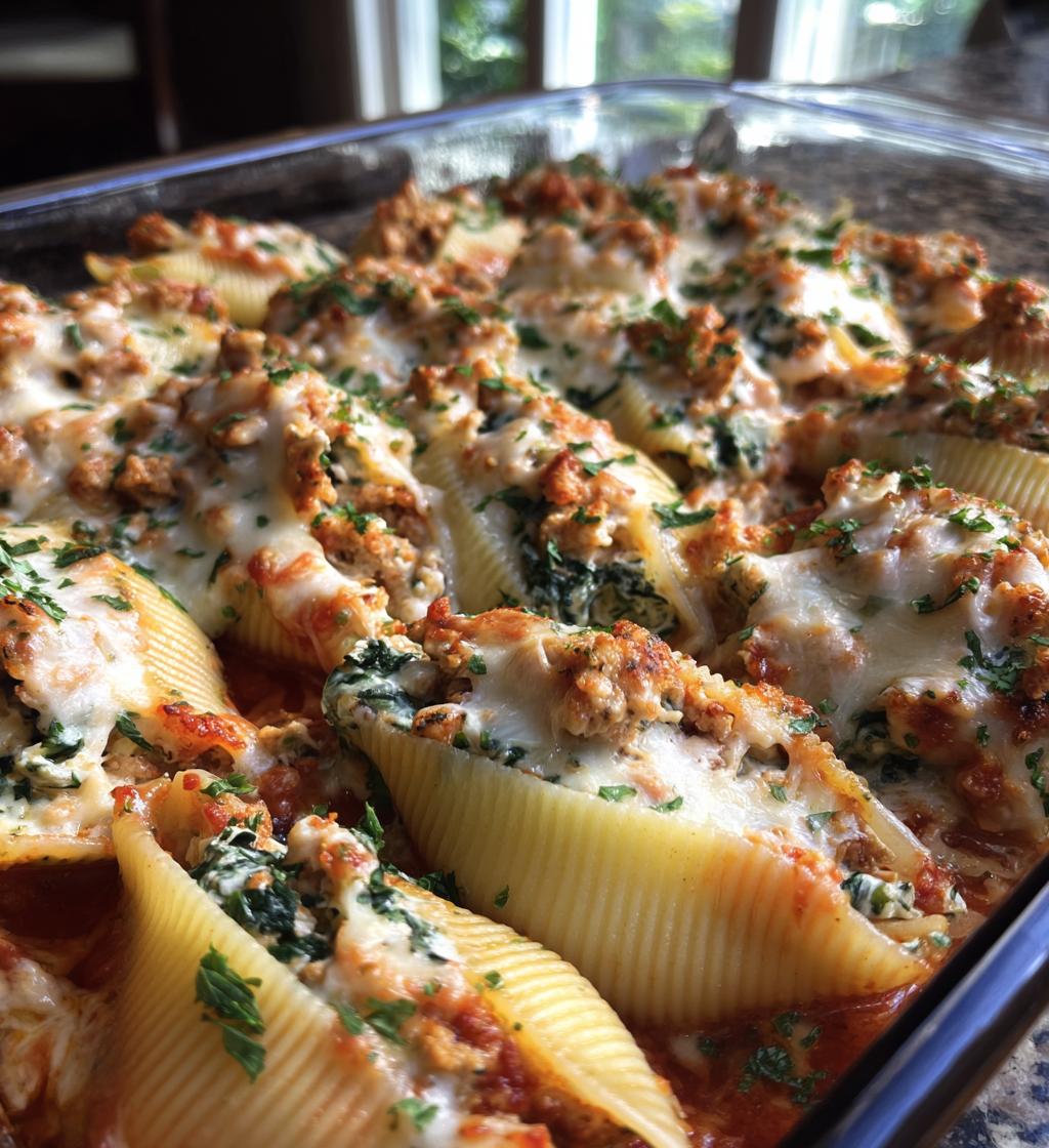 turkey spinach stuffed shells recipe - detail 1