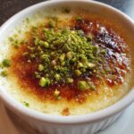 white chocolate lavender brulee with pistachio crunch