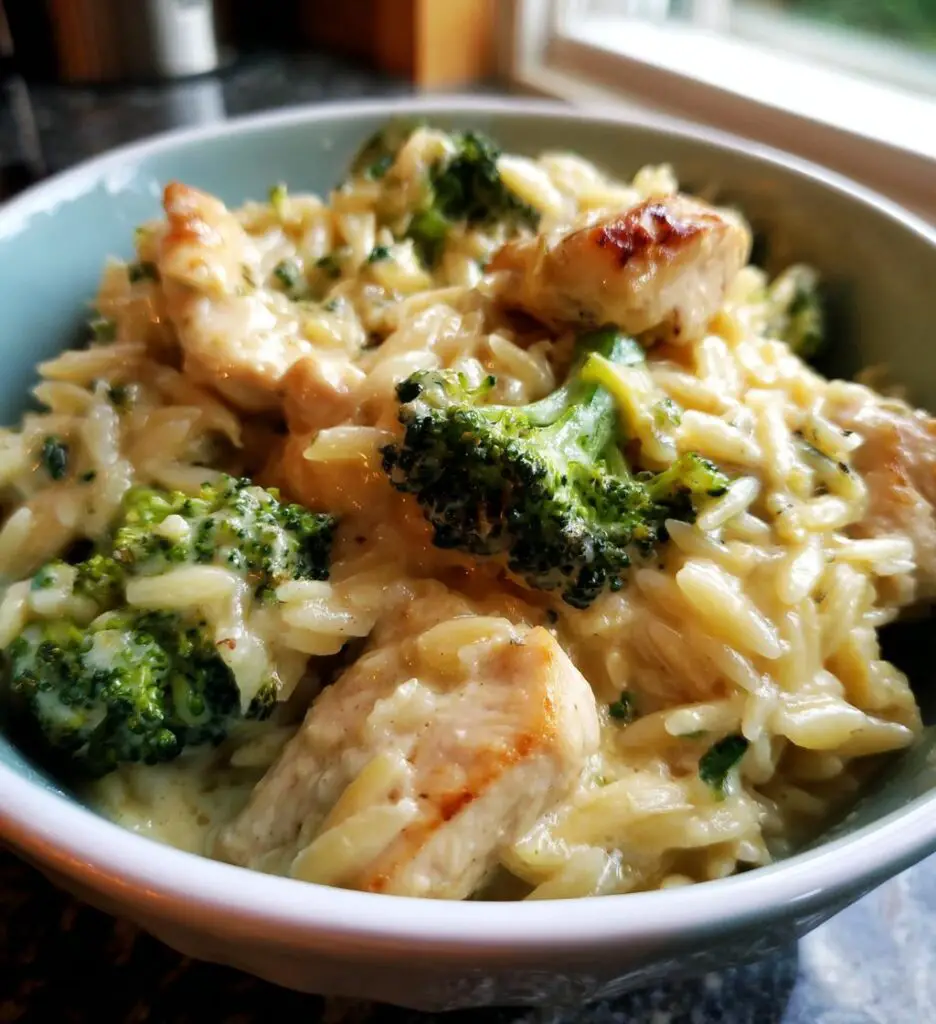 Creamy Cheesy Chicken Broccoli Orzo