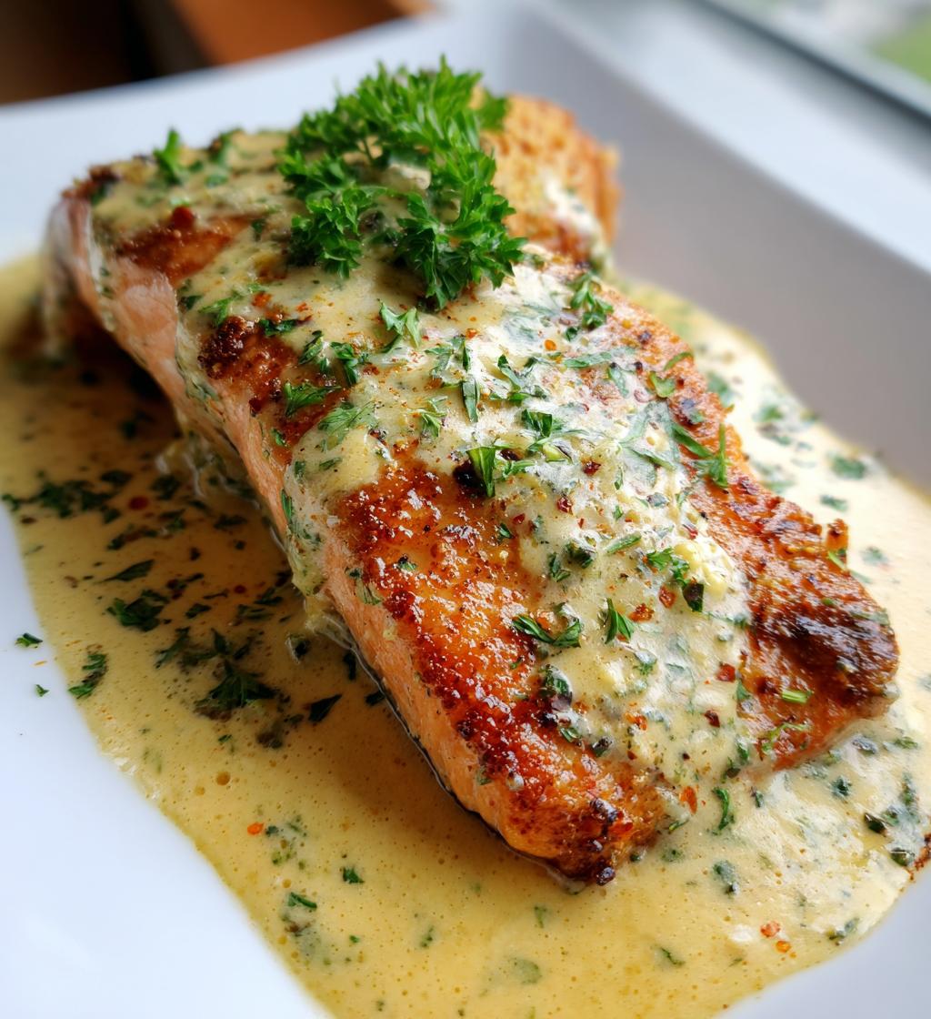 baked salmon with lemon butter cream sauce