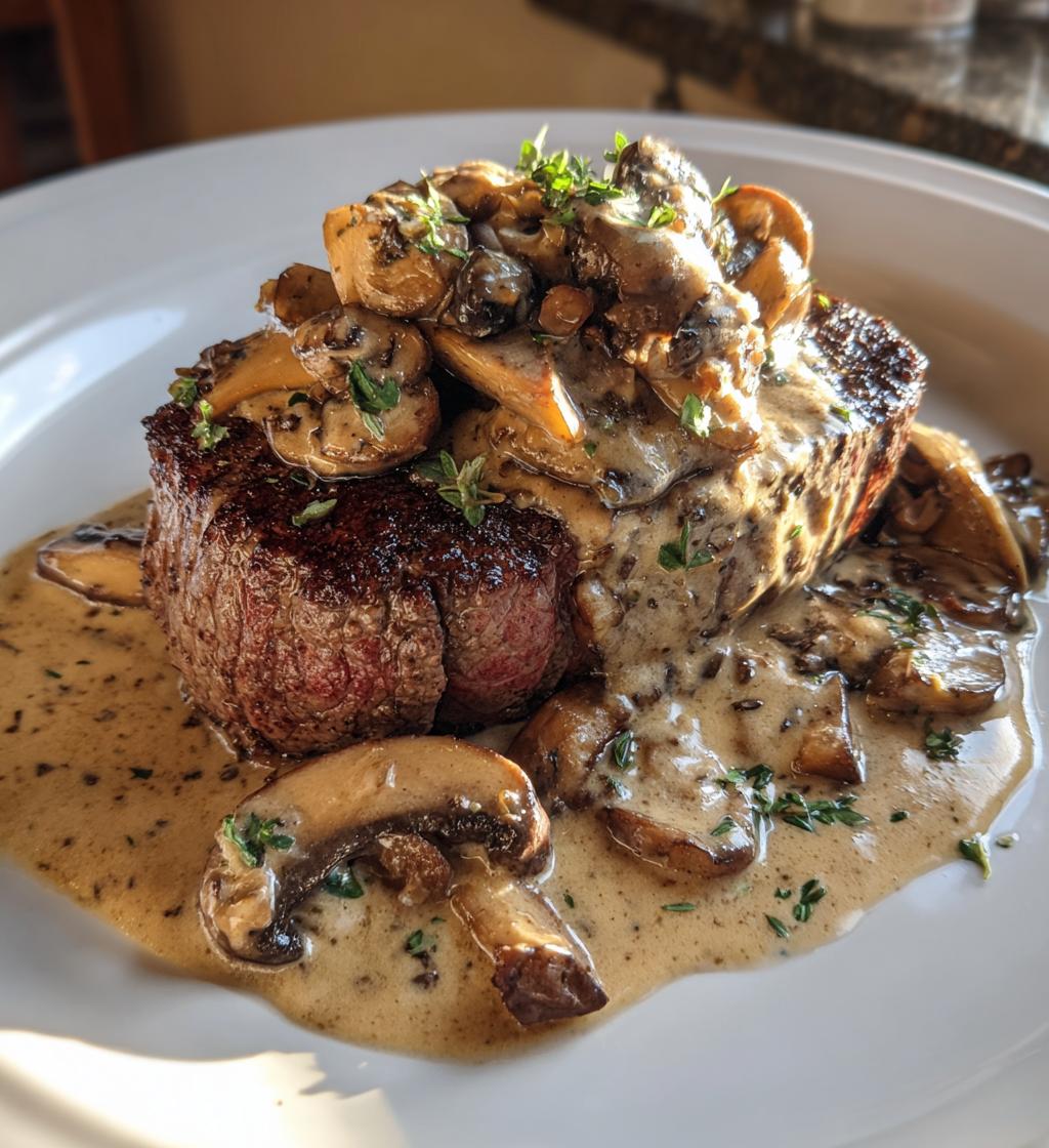 beef tenderloin with mushroom sauce - detail 1