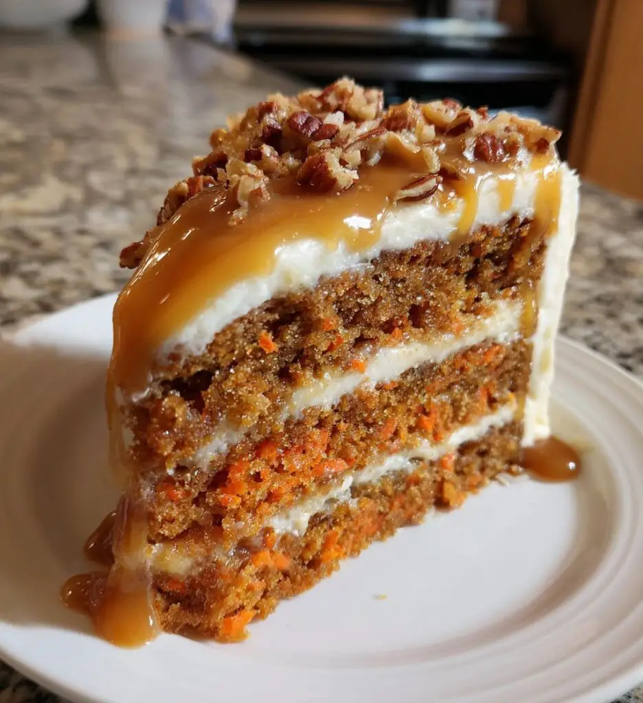 caramel pecan carrot heaven cake
