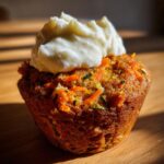 carrot apple zucchini muffins with cream cheese frosting