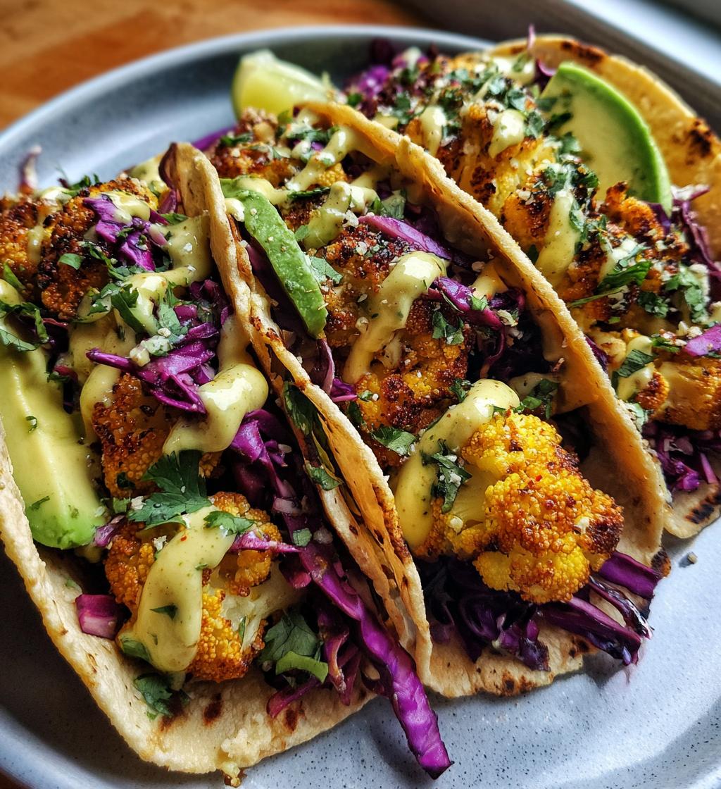 cauliflower tacos with cilantro lime crema - detail 1