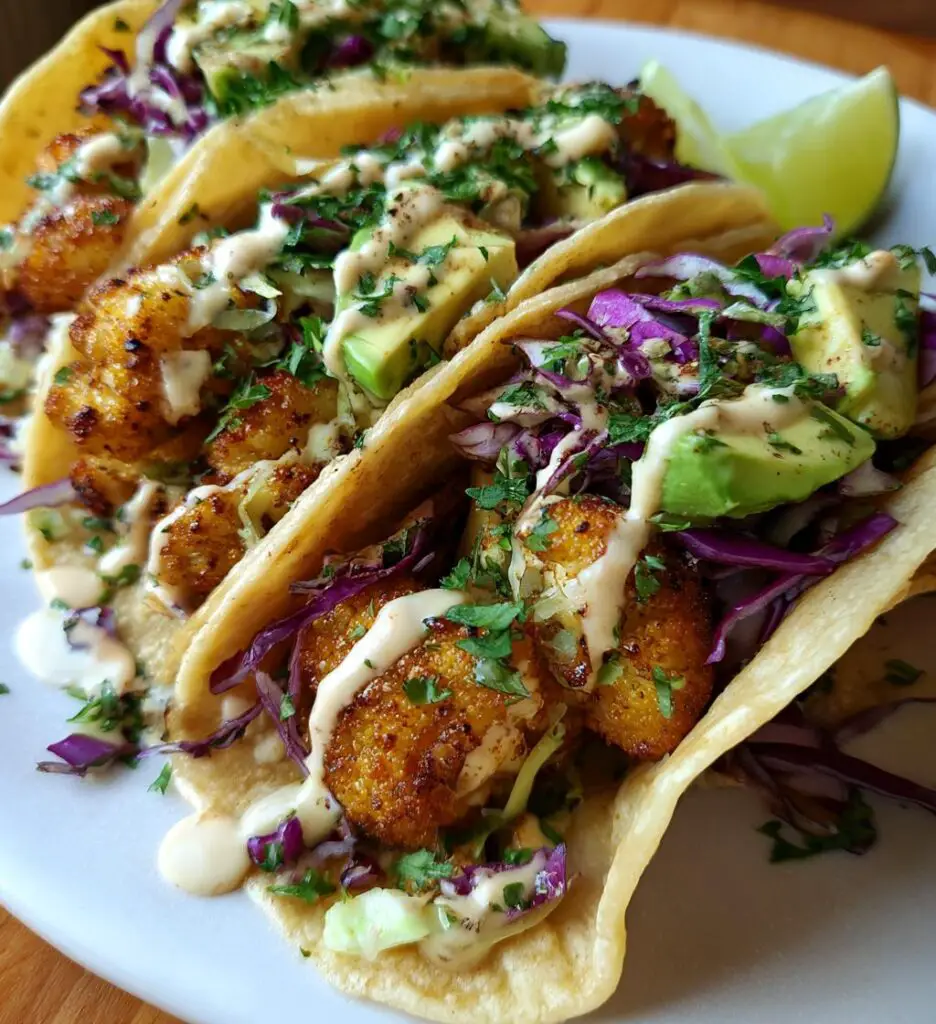 cauliflower tacos with cilantro lime crema