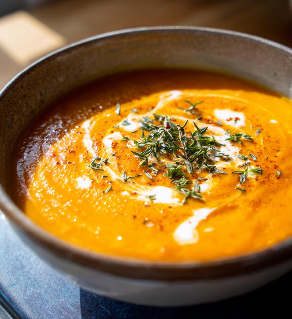 creamy carrot lentil soup - detail 1