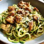 easy chicken and creamy alfredo zoodles