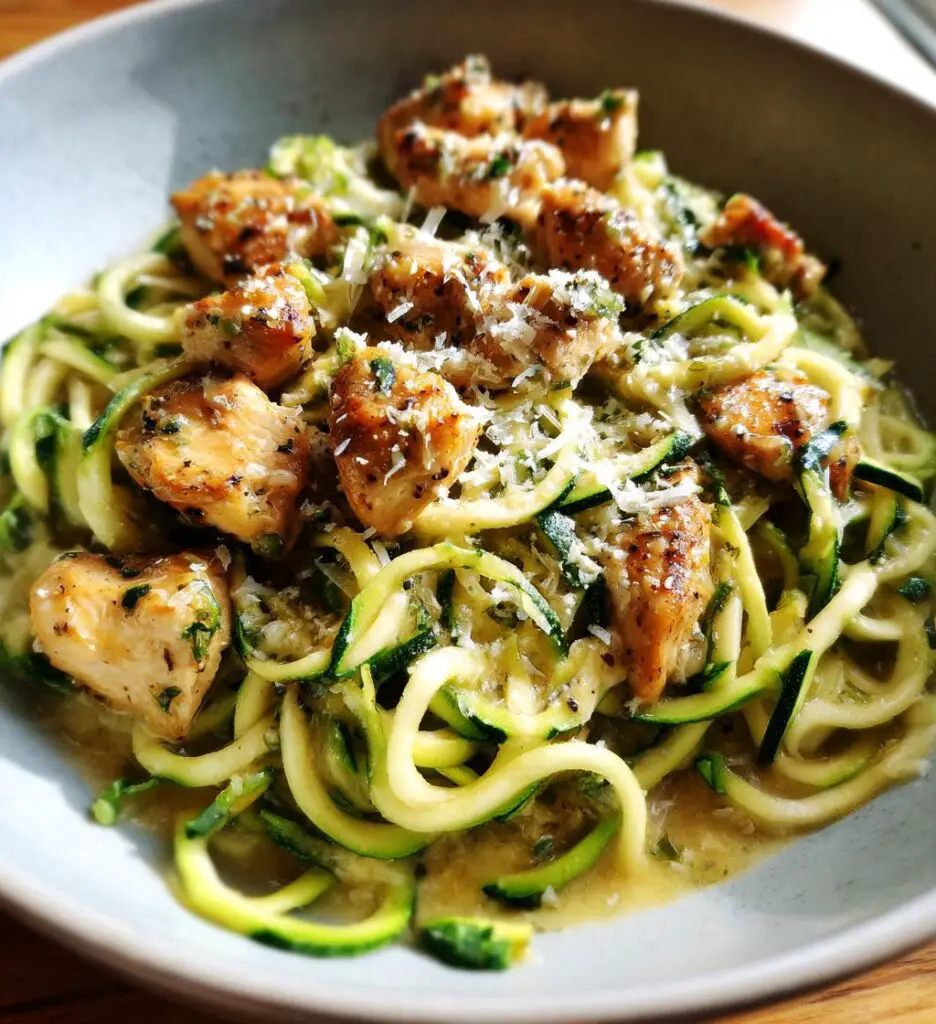 easy chicken and creamy alfredo zoodles