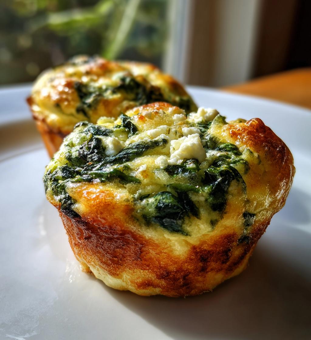 egg muffins with spinach and feta - detail 1