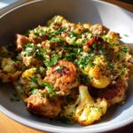 garlic butter ground turkey with cauliflower skillet