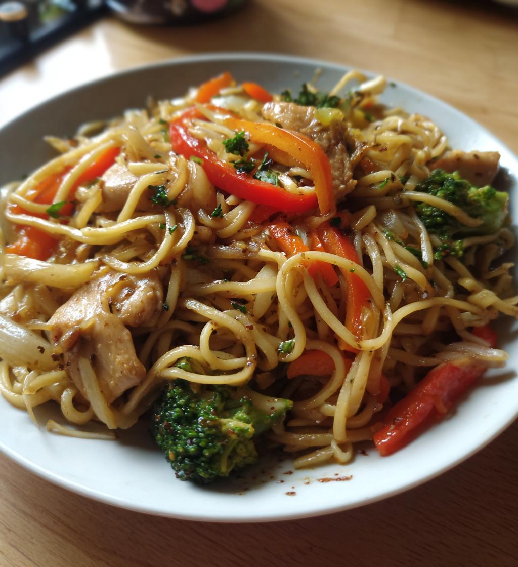 garlic chicken lo mein - detail 1