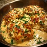 garlic chicken with asiago gravy