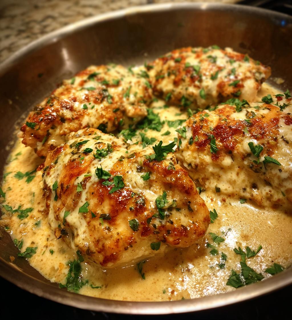 garlic chicken with asiago gravy