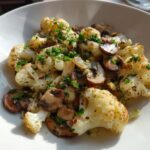 garlic mushrooms cauliflower skillet