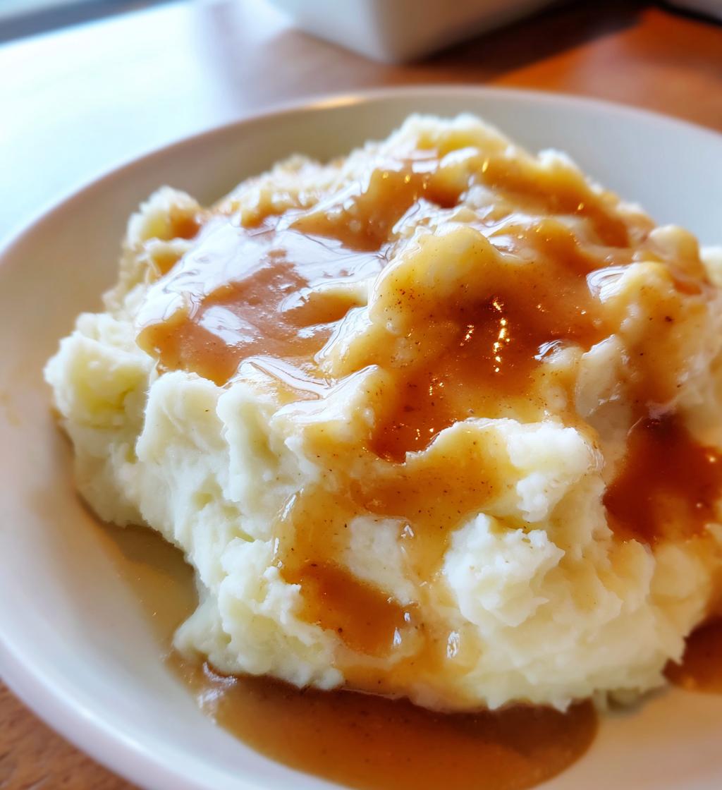 gravy over mashed potatoes - detail 1