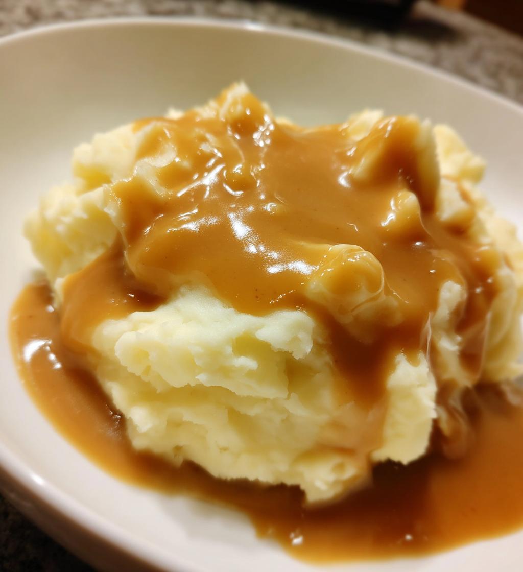 gravy over mashed potatoes