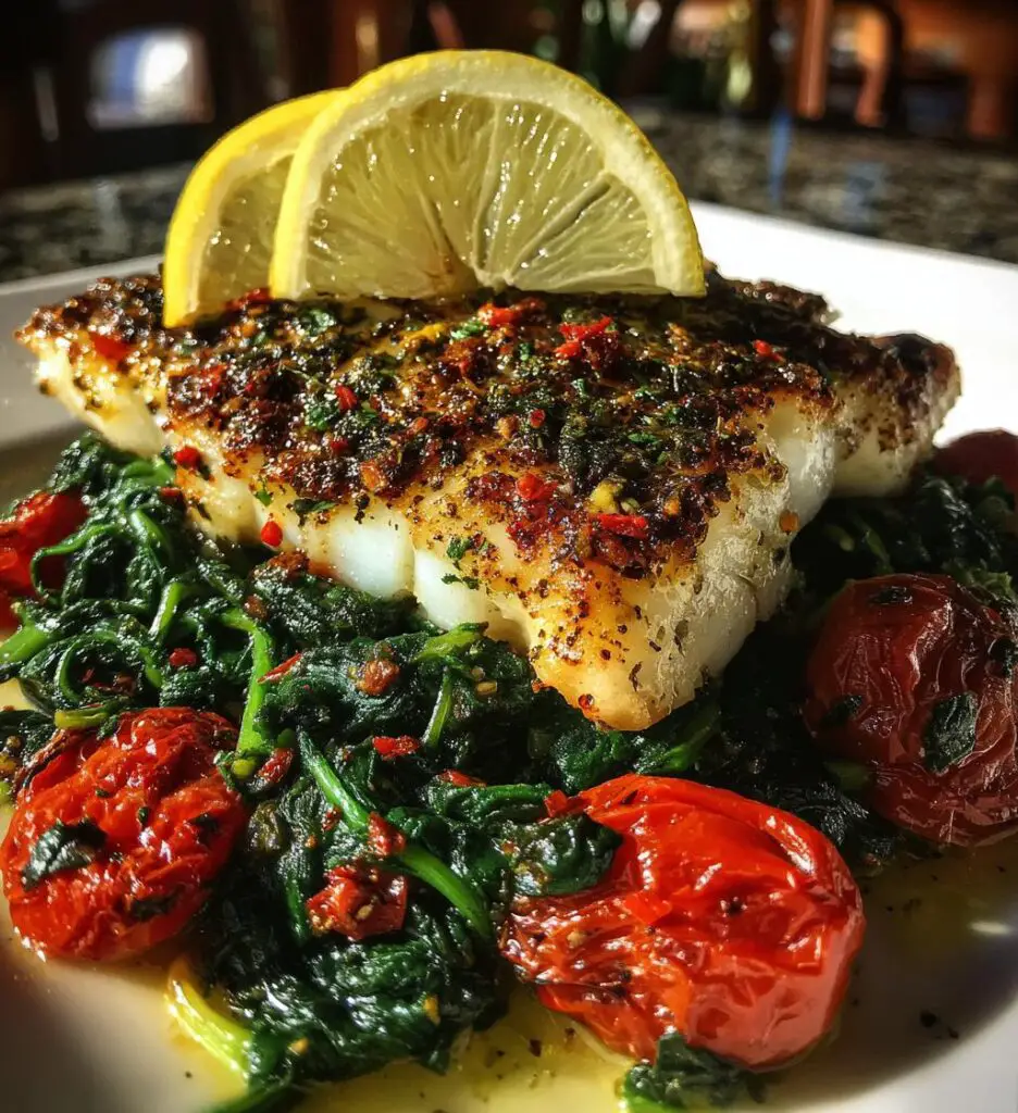 grilled cod with spinach and tomatoes recipes
