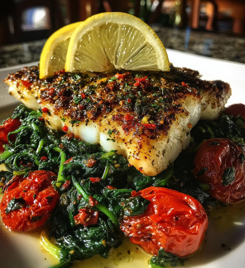 grilled cod with spinach and tomatoes recipes