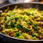 ground beef and chopped cabbage