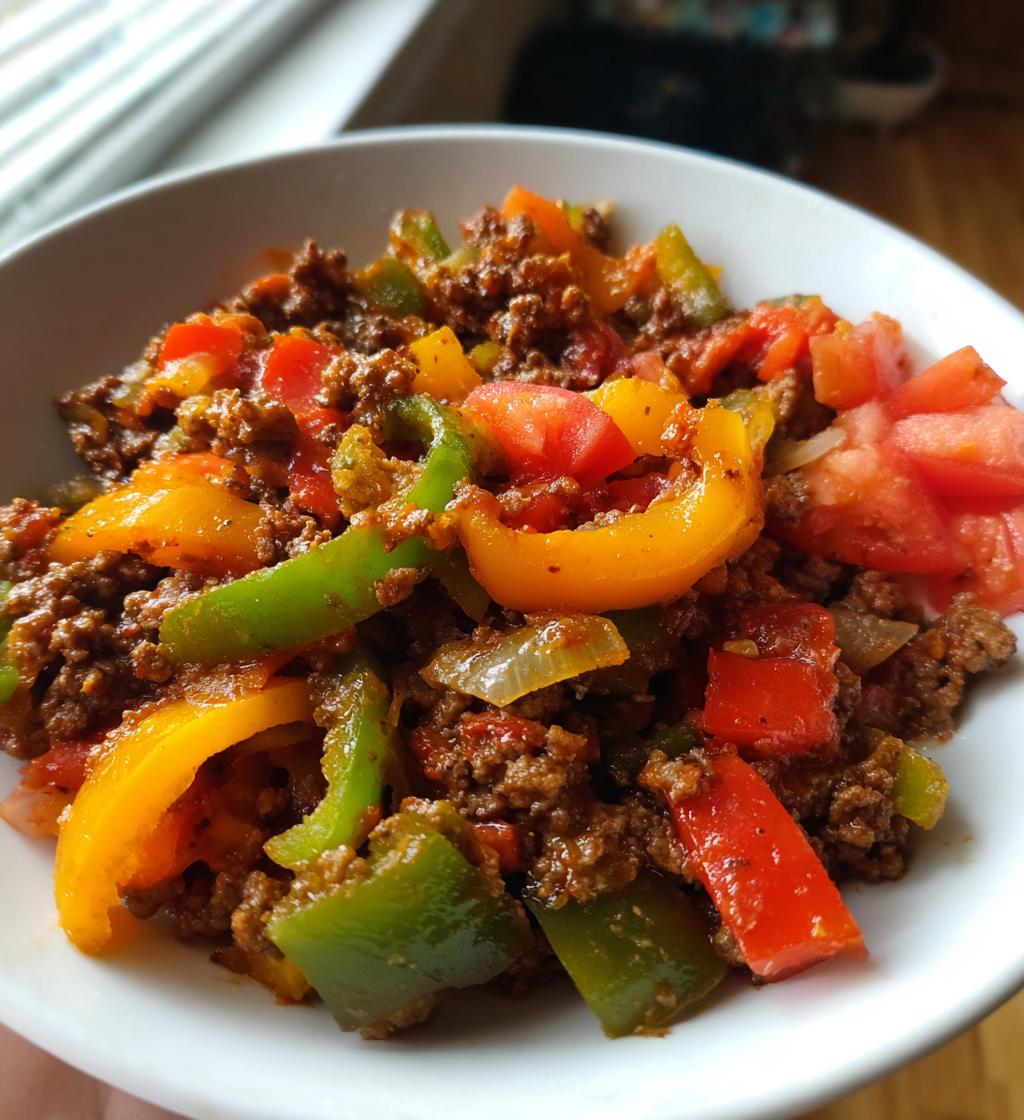ground beef and peppers skillet - detail 1