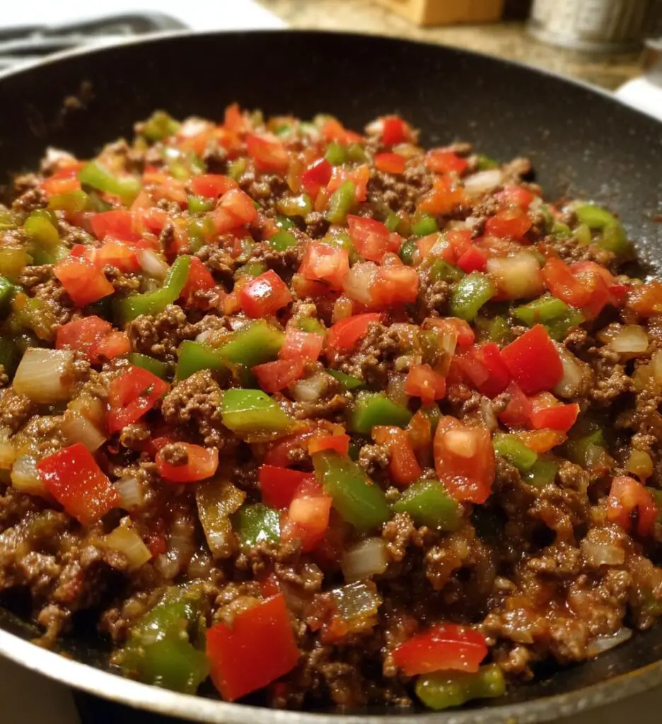 ground beef and peppers skillet