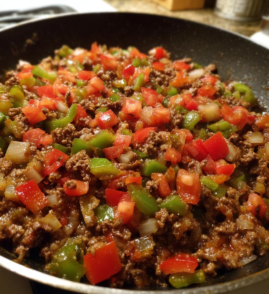 ground beef and peppers skillet