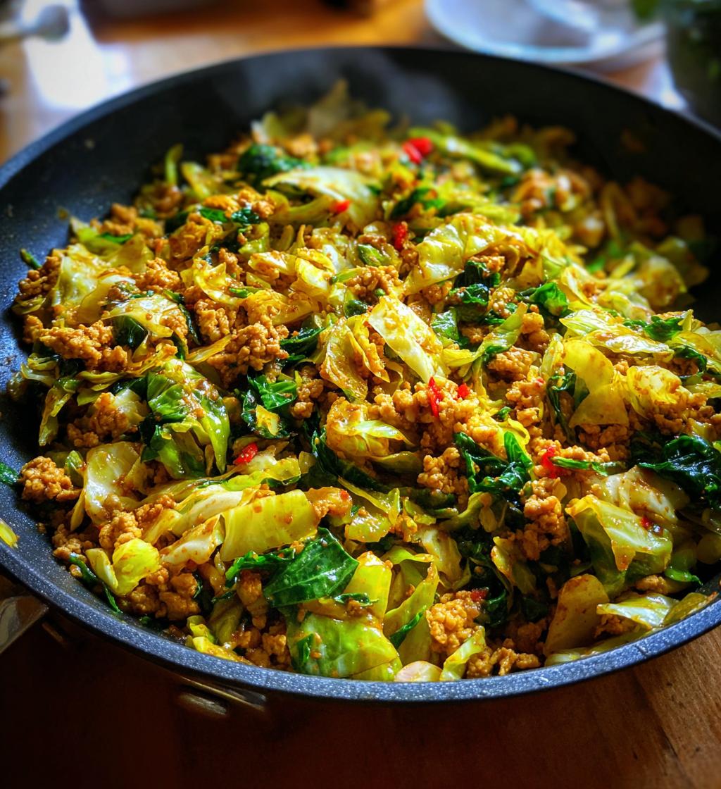 ground turkey cabbage skillet - detail 1