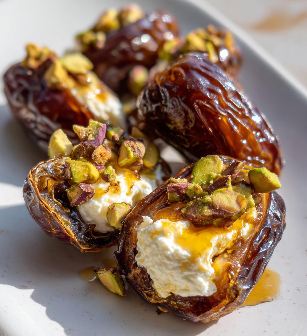 honey pistachio ricotta stuffed dates - detail 1