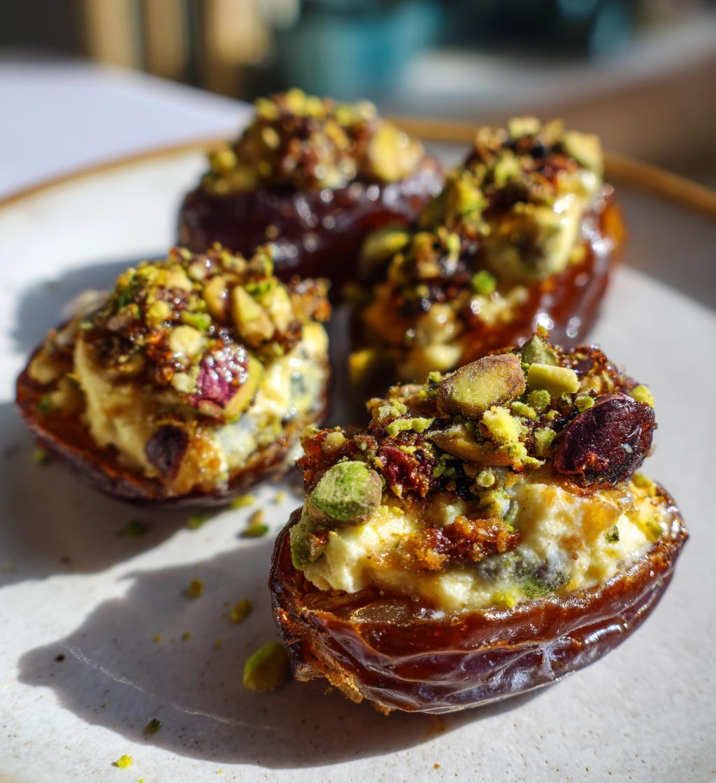 honey pistachio ricotta stuffed dates