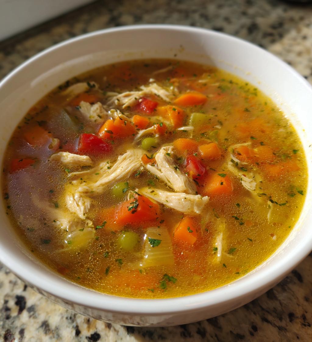 instant pot chicken vegetable soup - detail 1