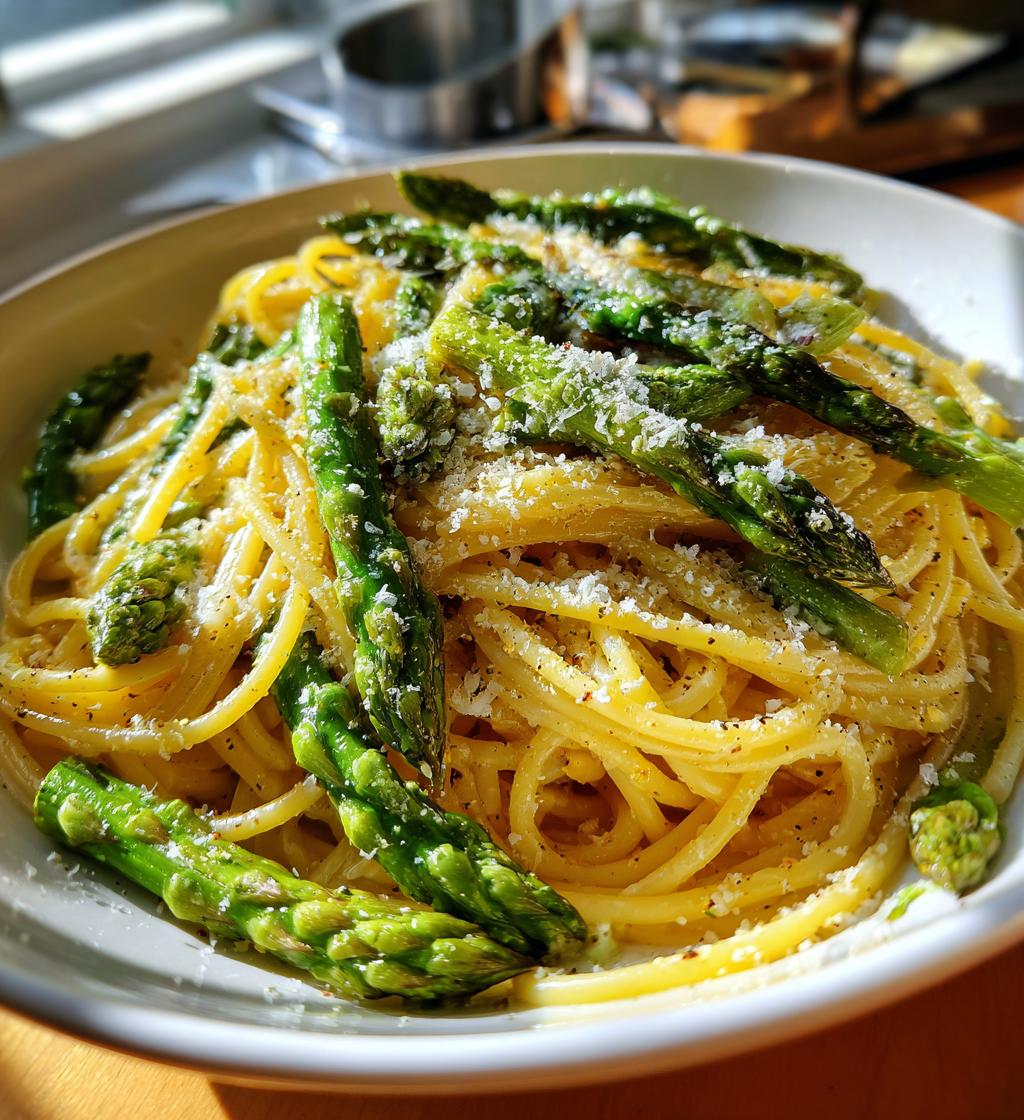 lemon asparagus pasta - detail 1
