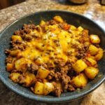 loaded ground beef and potatoes skillet