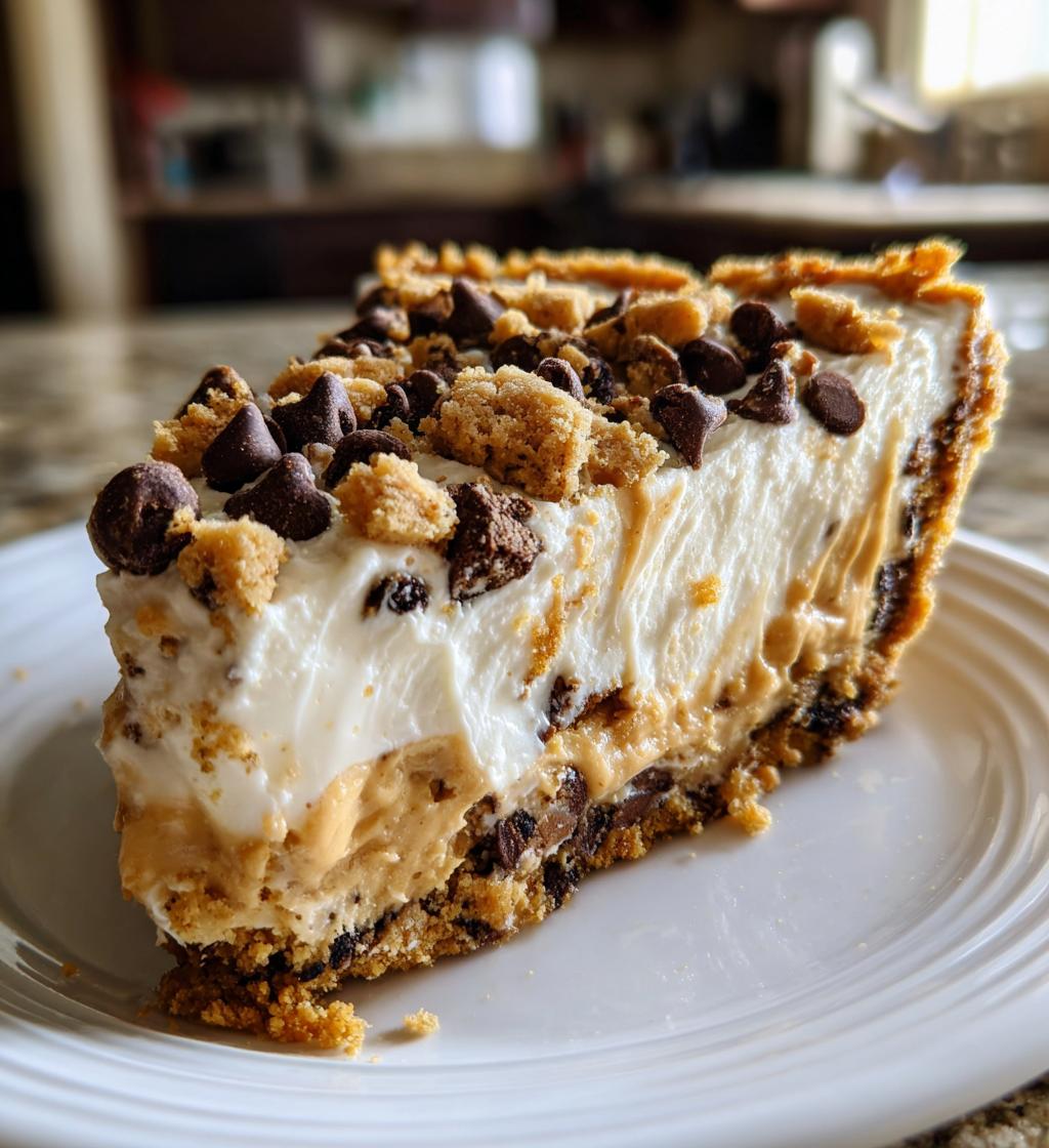 monster cookie peanut butter cheesecake pie - detail 1
