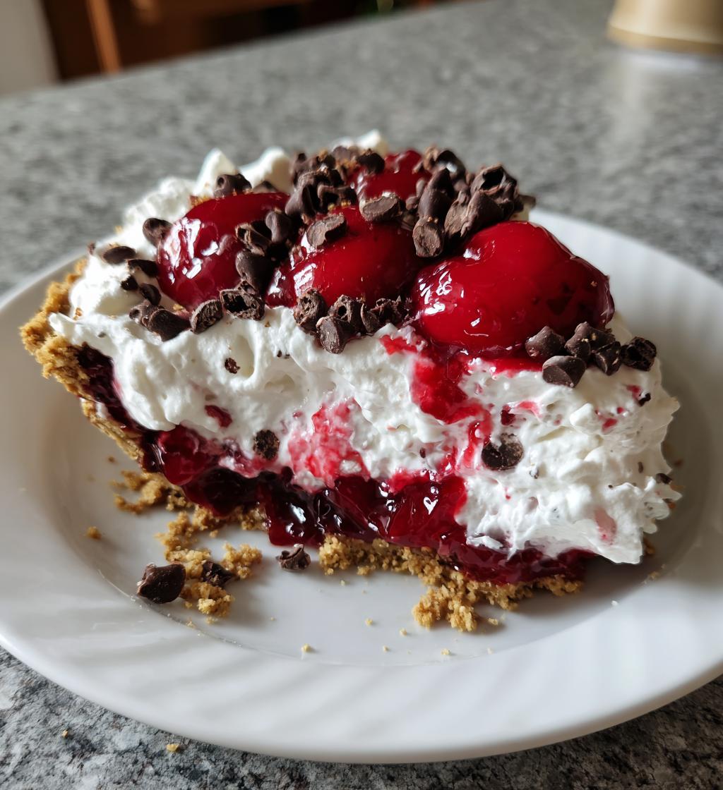 no bake easy cherry chocolate chip pie - detail 1