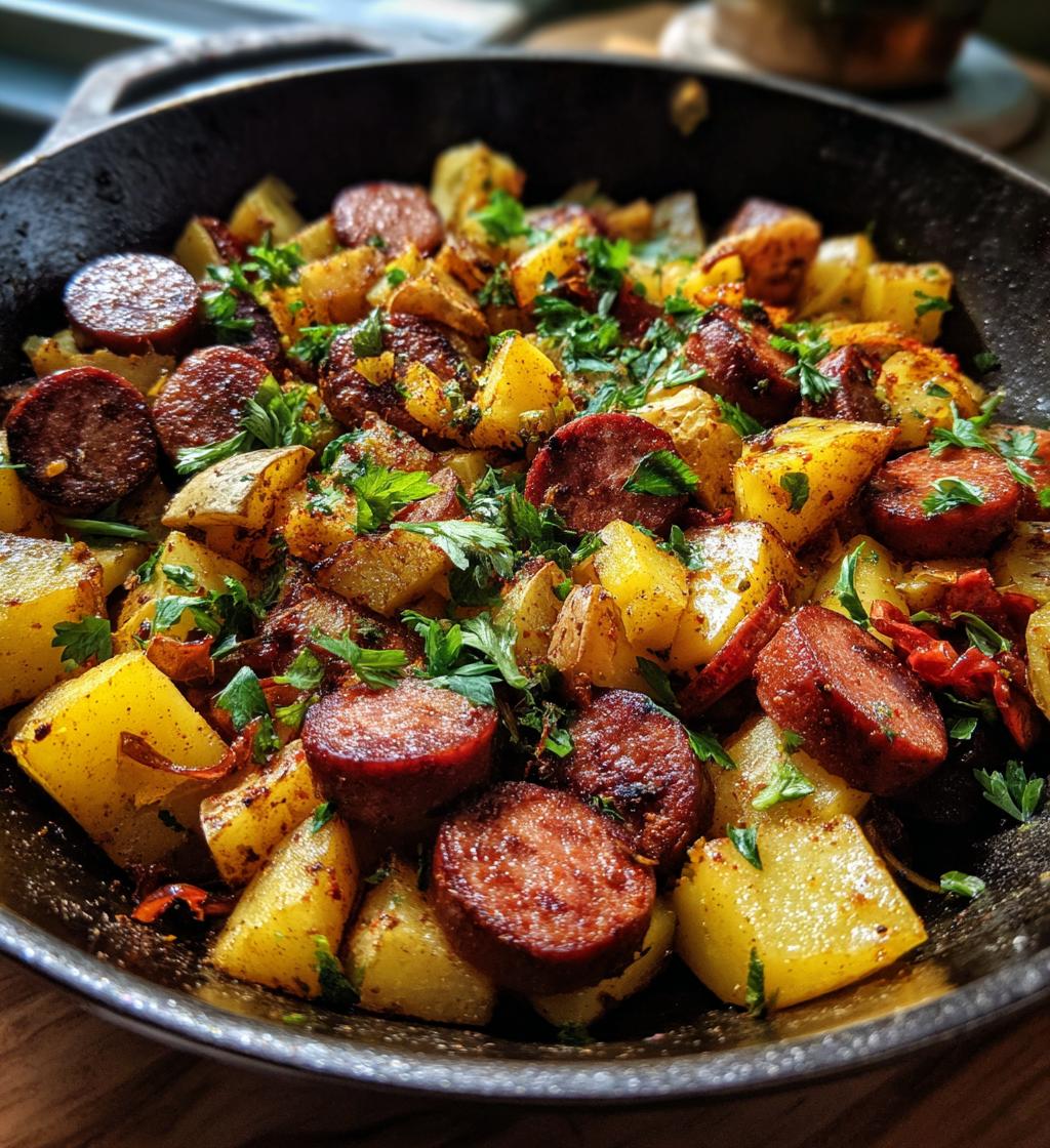 one pan kielbasa and potatoes - detail 1