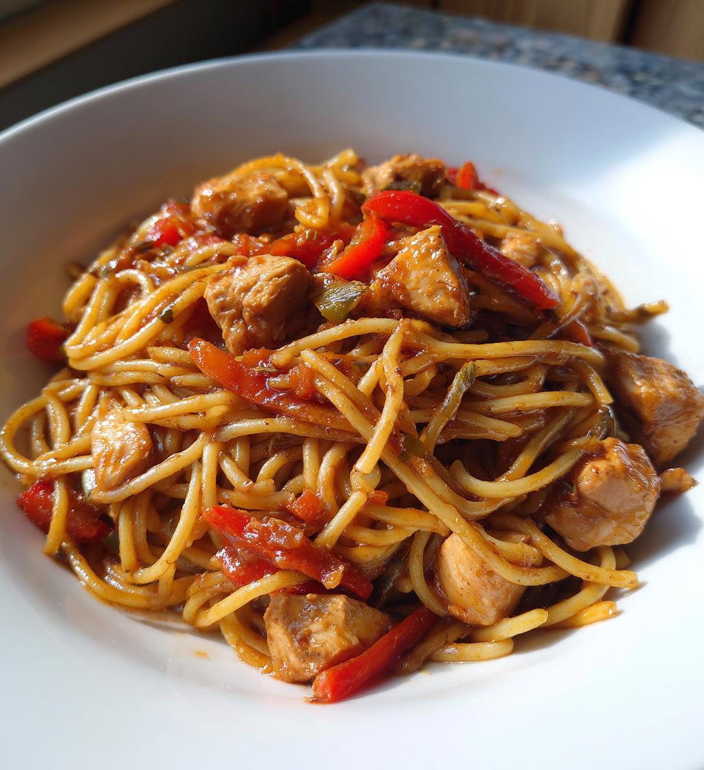 one pot barbecue chicken pasta - detail 1